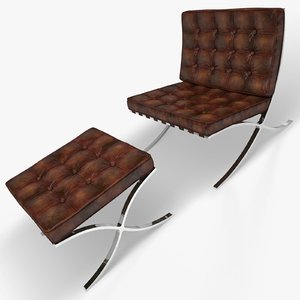 3d model of barcelona chair stool