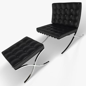 barcelona chair stool 3d model