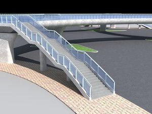 pedestrian bridge foot 3d max