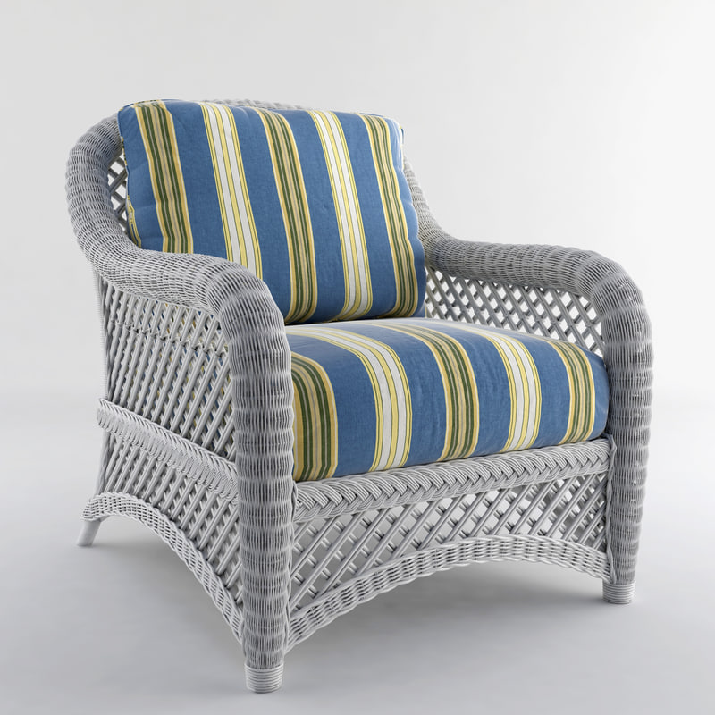 3d model white wicker chair