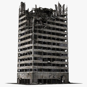 3d destroyed ruined building model