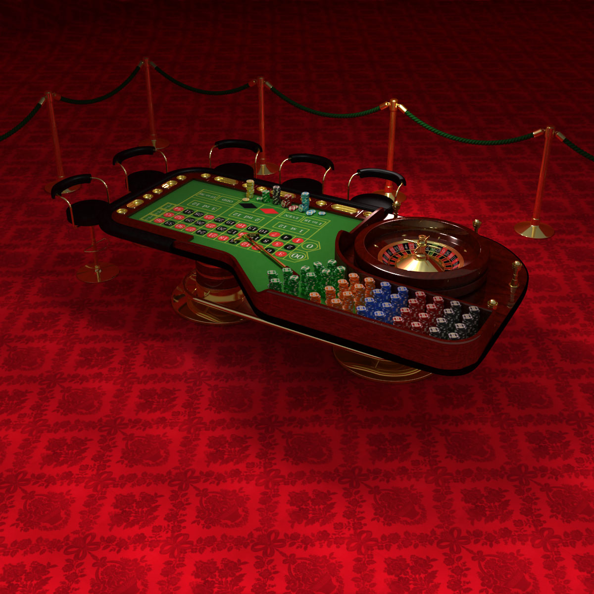 casino roulette wheel table 3d model