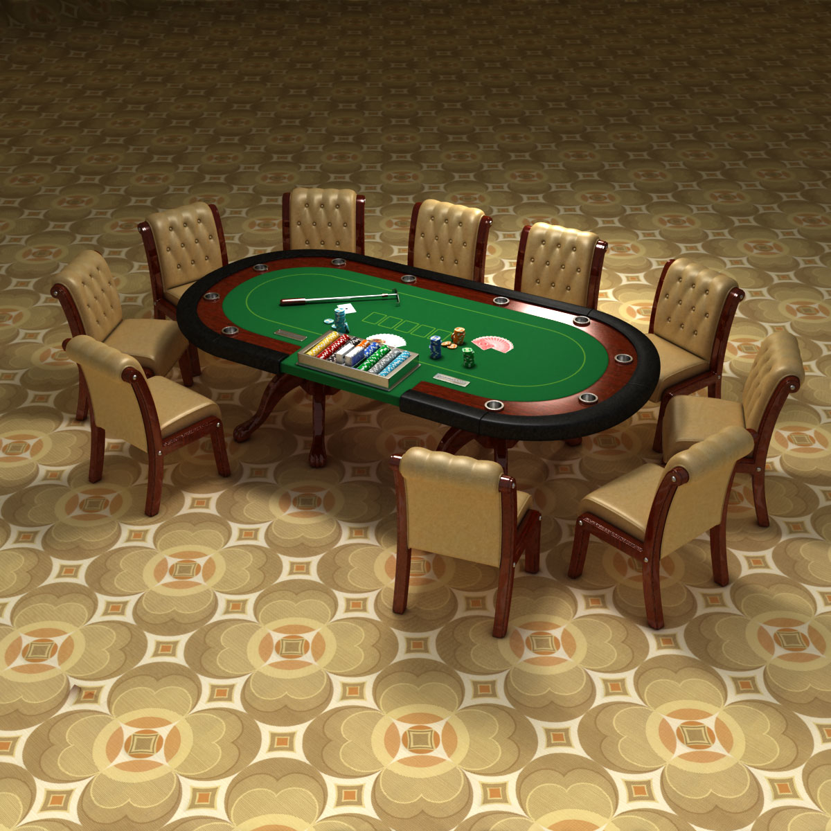 casino poker cards table 3d model