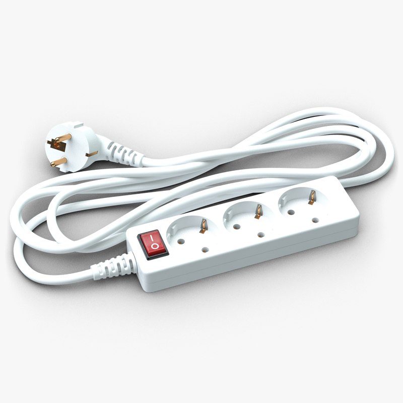 electrical extension cord europe 3d model