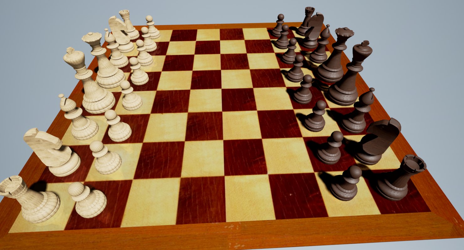 3d wooden chess set model