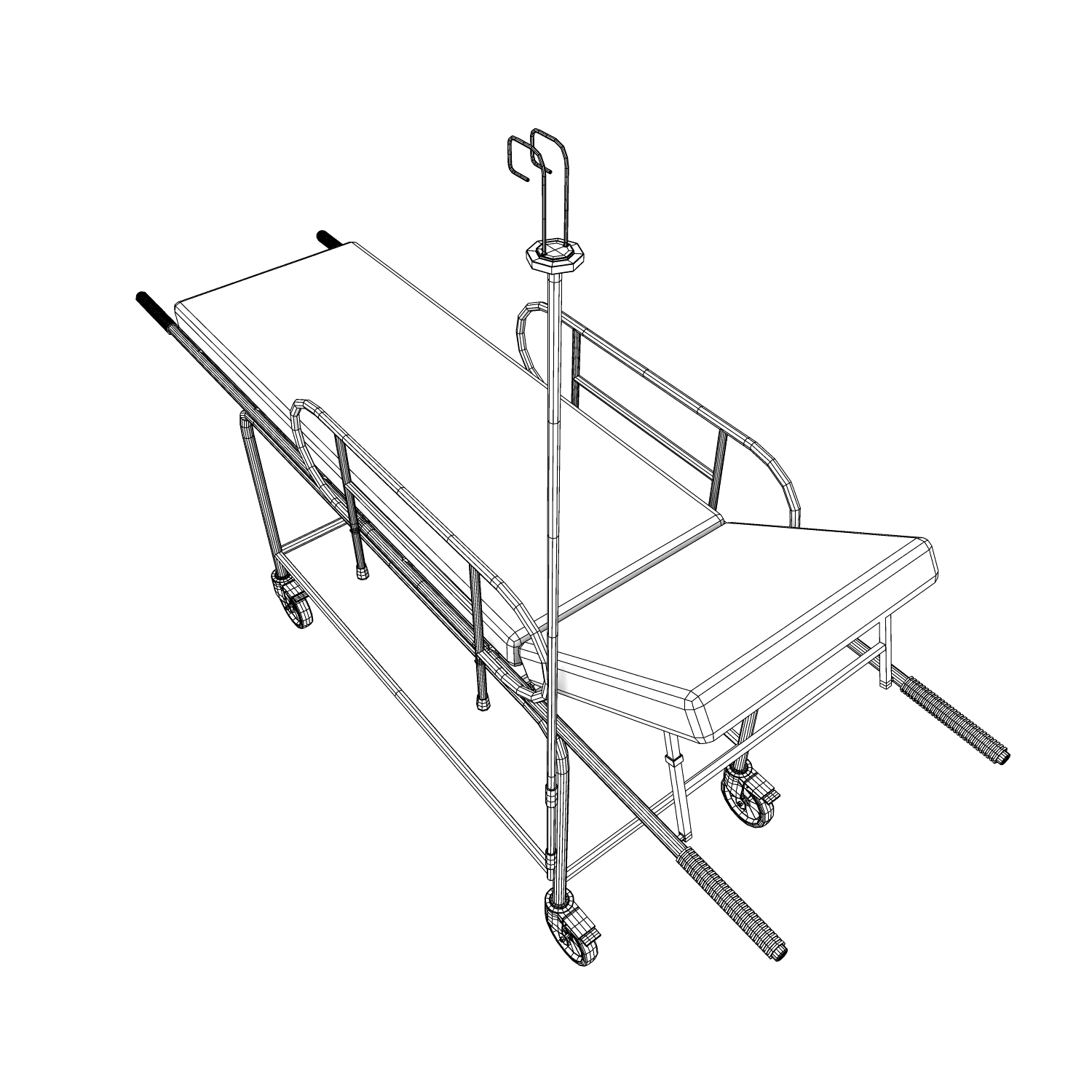 3d model of hospital stretcher bed equipment