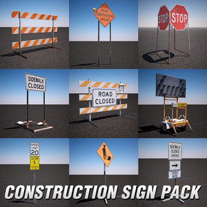 construction sign pack 3d max