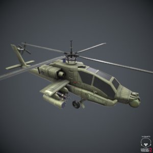 obj ready apache helicopter -