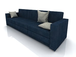 3d model dark blue sofa minimalism