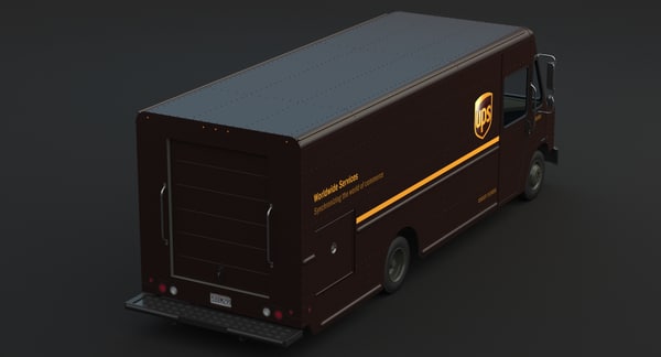 3d ups delivery truck van model