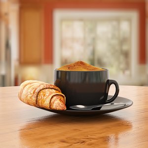 coffee croissant 3d model