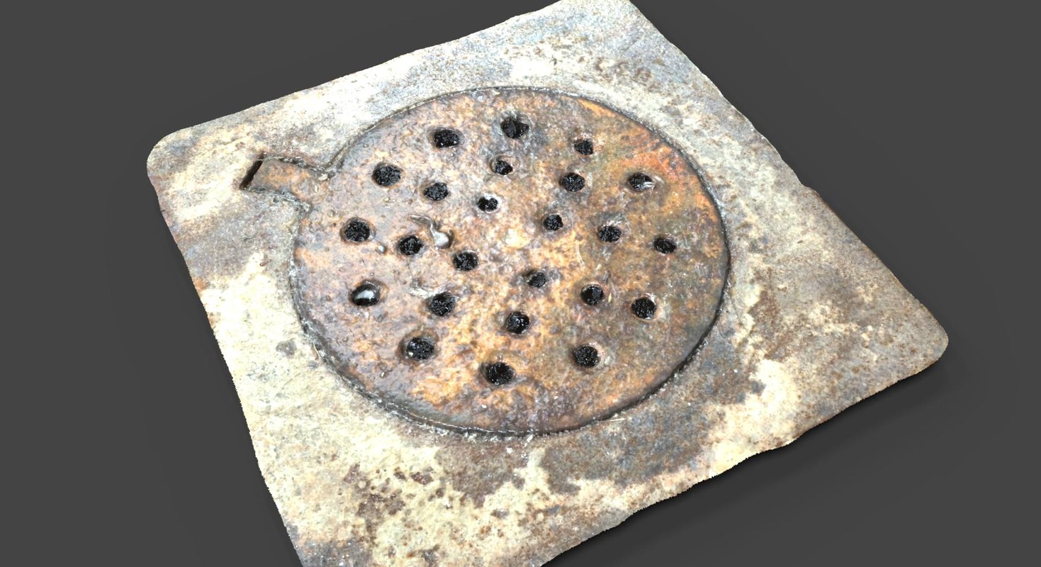 3d model rusted drain cover