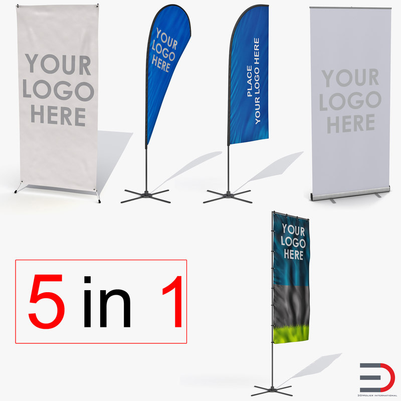 3d model banner stands generic
