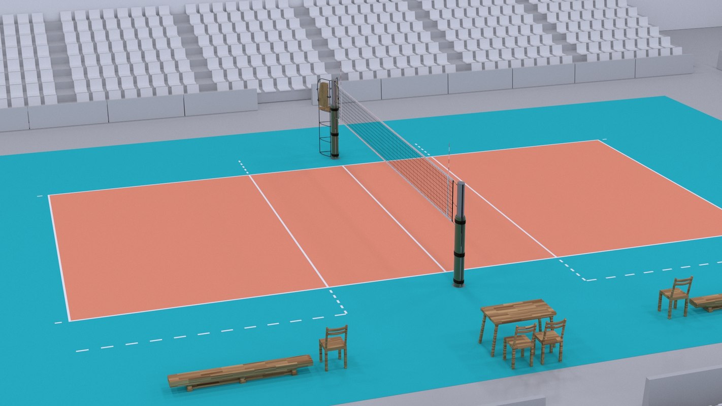 3d model real volleyball court