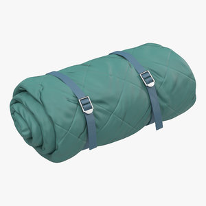 3d folded green sleeping bag model