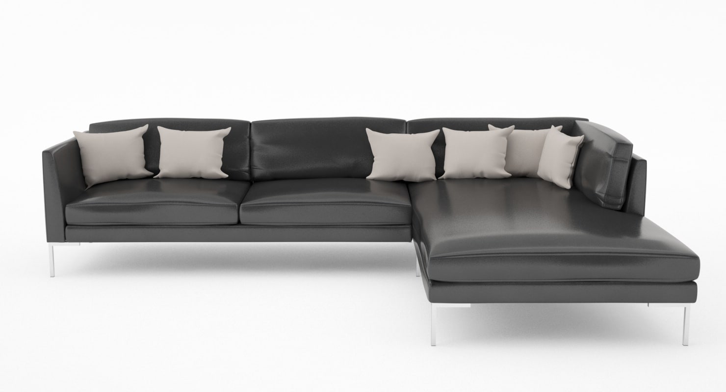 3d model  sofa  leather black