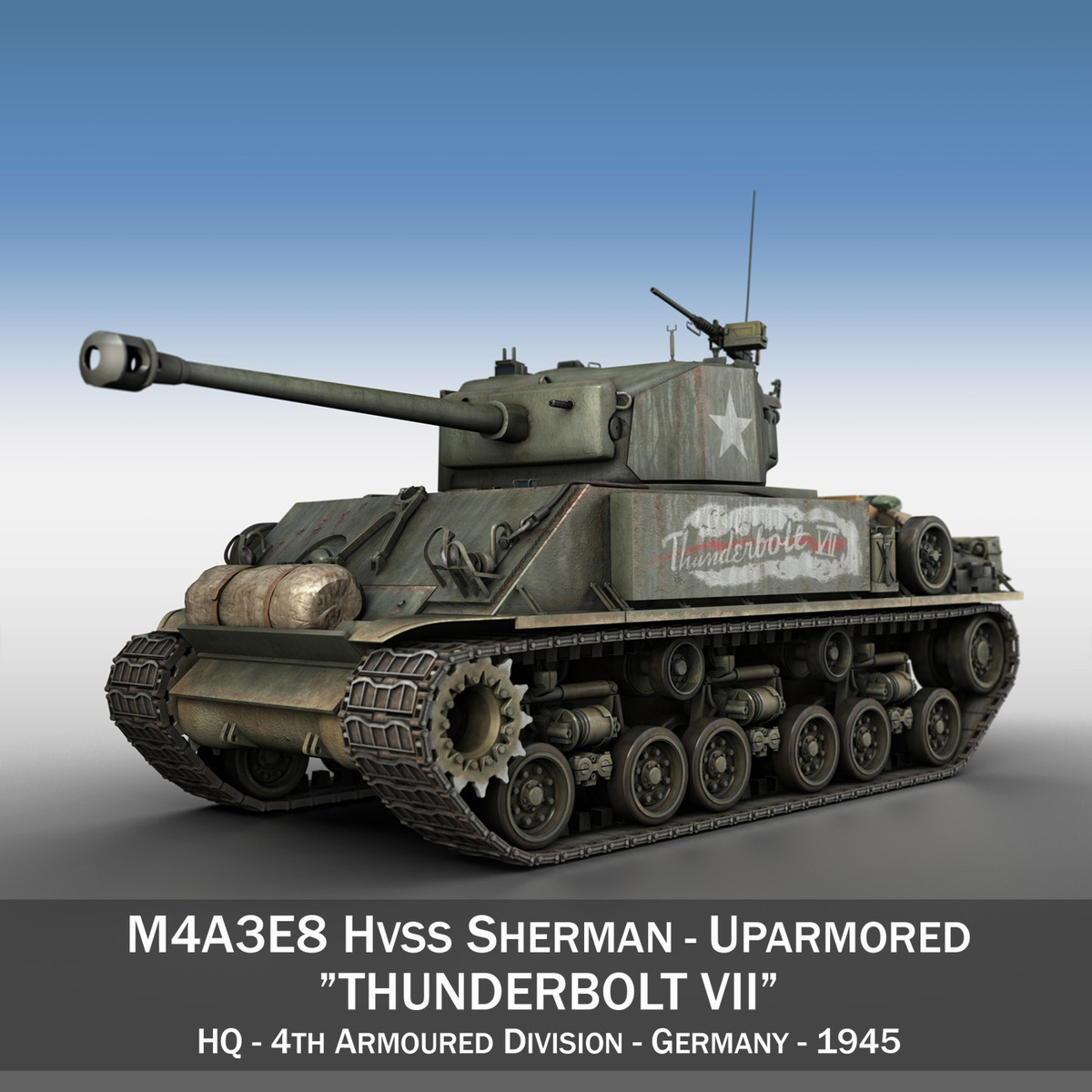 3d M4a3e8 Hvss Sherman - Model