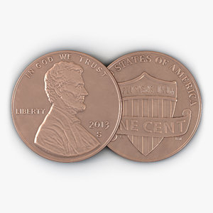 3d united states coin penny model
