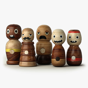 obj handmade wooden character toys