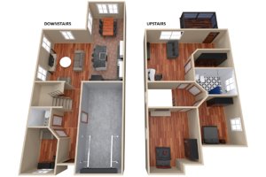 3d furnitured house interior floor model
