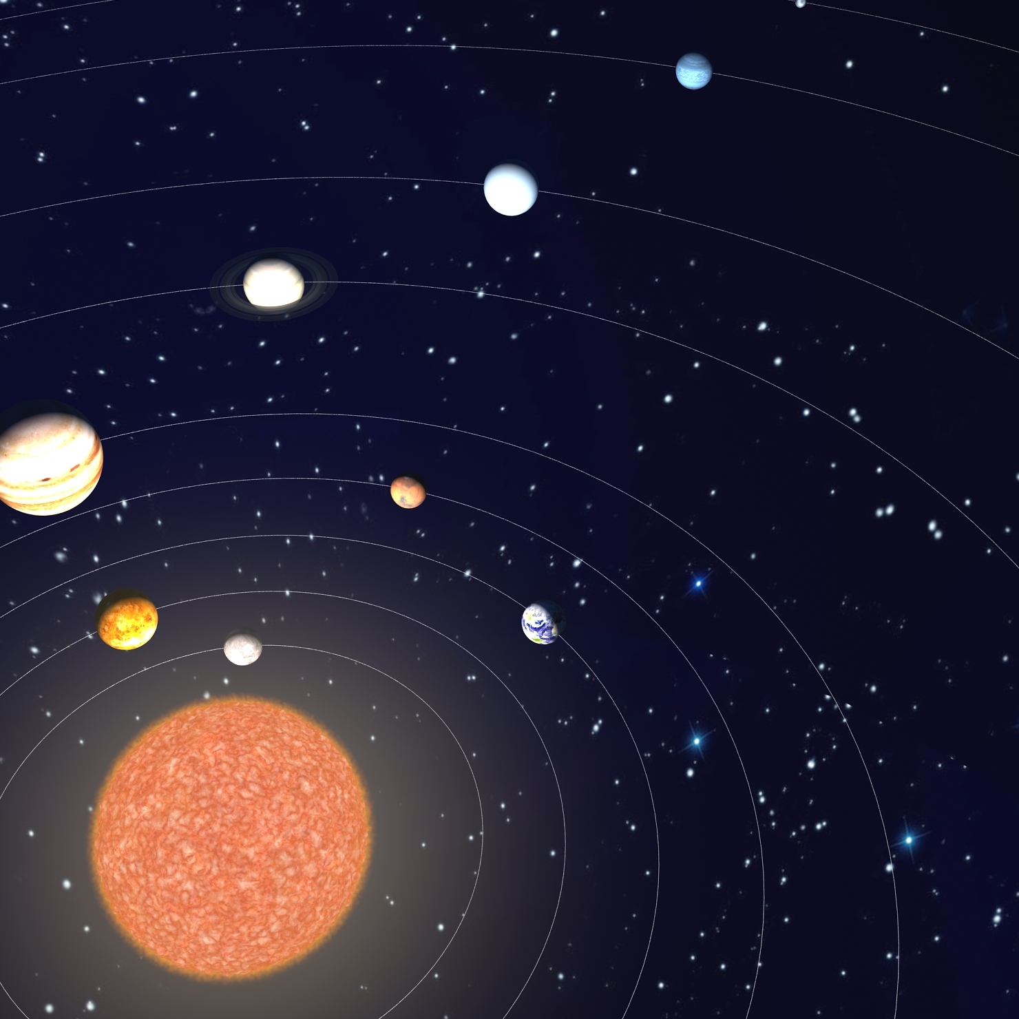 3d planet orbiting sun