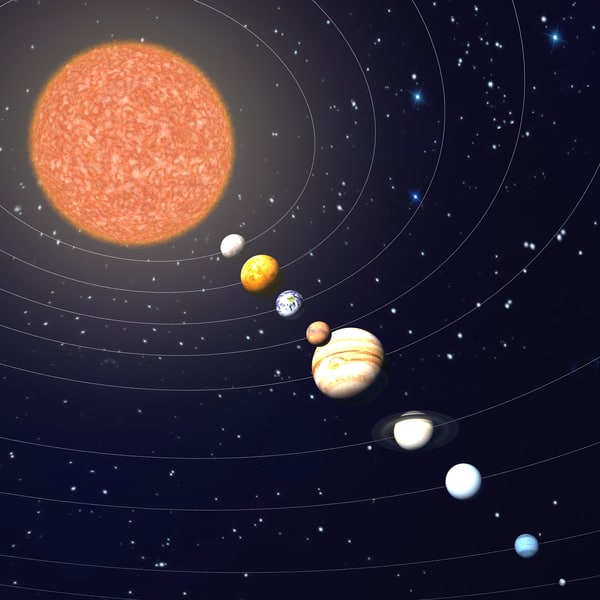 3d planet orbiting sun
