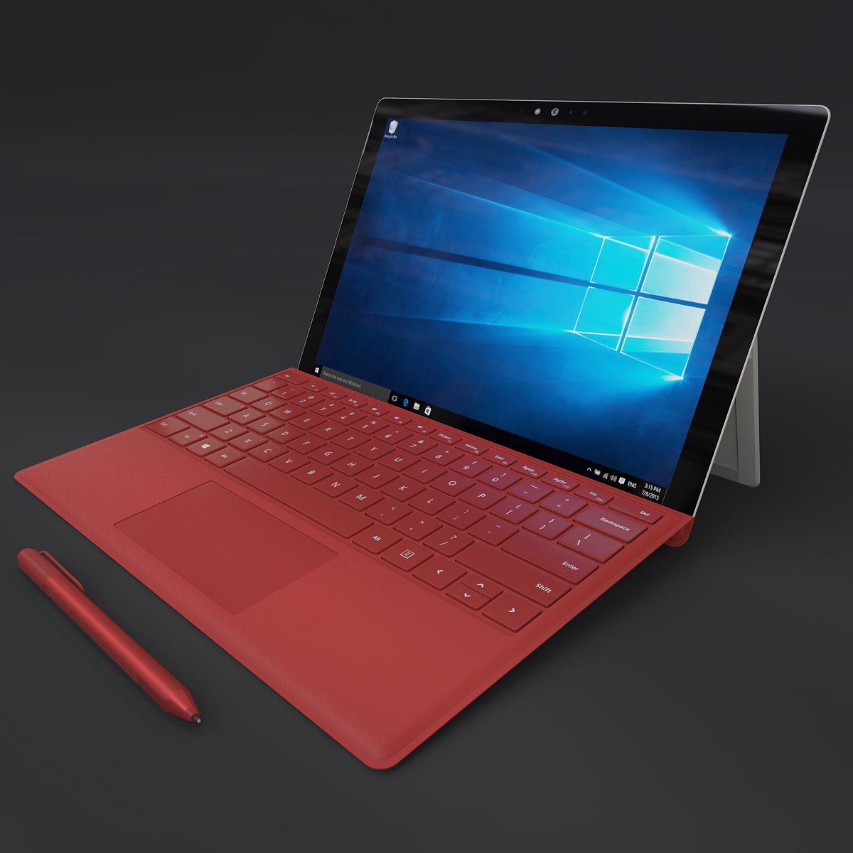 microsoft surface pro 4 類型封面和筆全部5種顏色3d模型