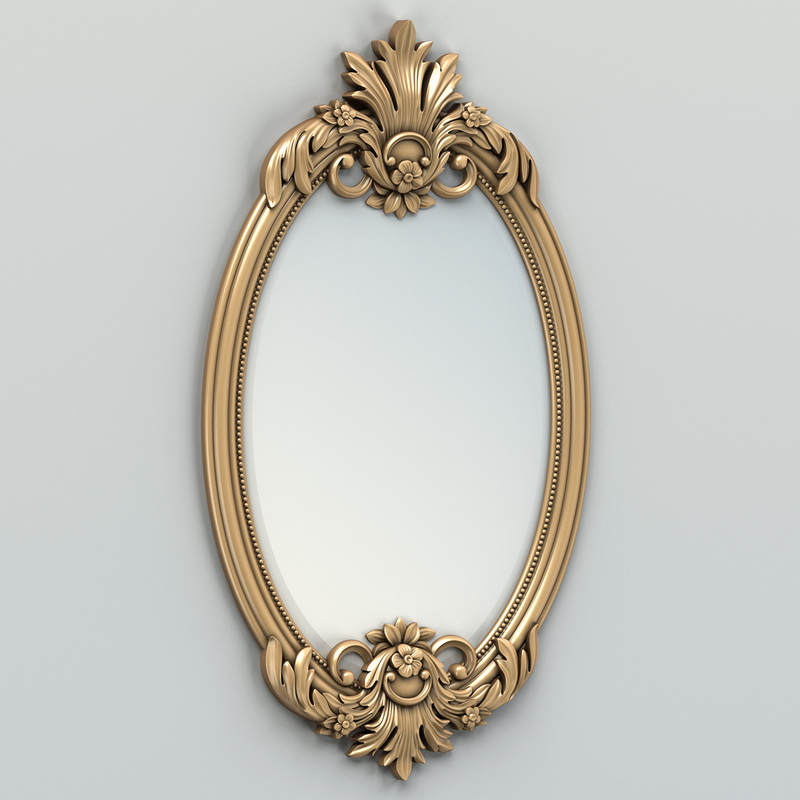 carved oval mirror frame obj