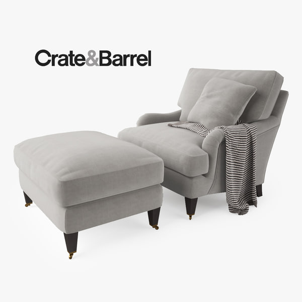 3d Crate Barrel Es Chair Ottoman, Black Barrel Chair With Ottoman