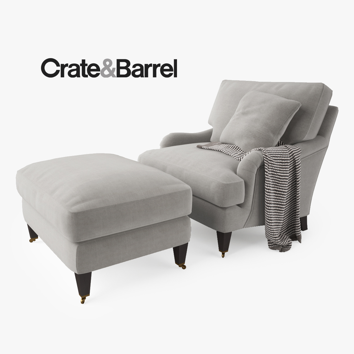 3d Crate Barrel Essex Chair Ottoman
