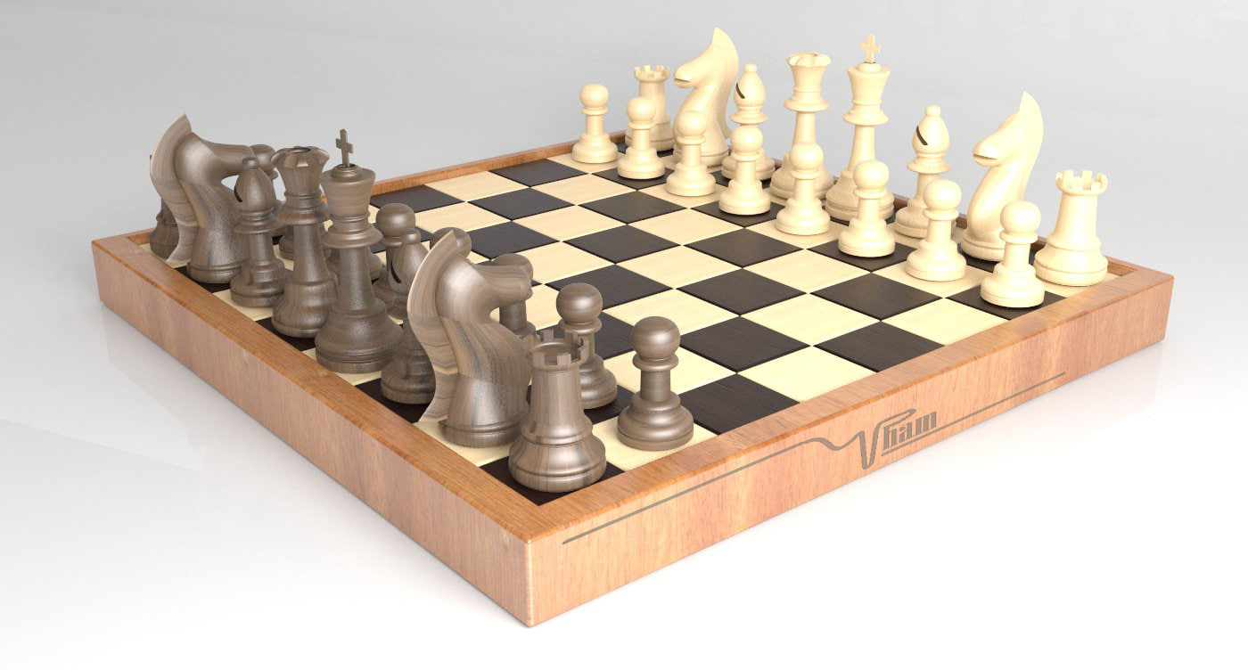 3d model wooden chess set