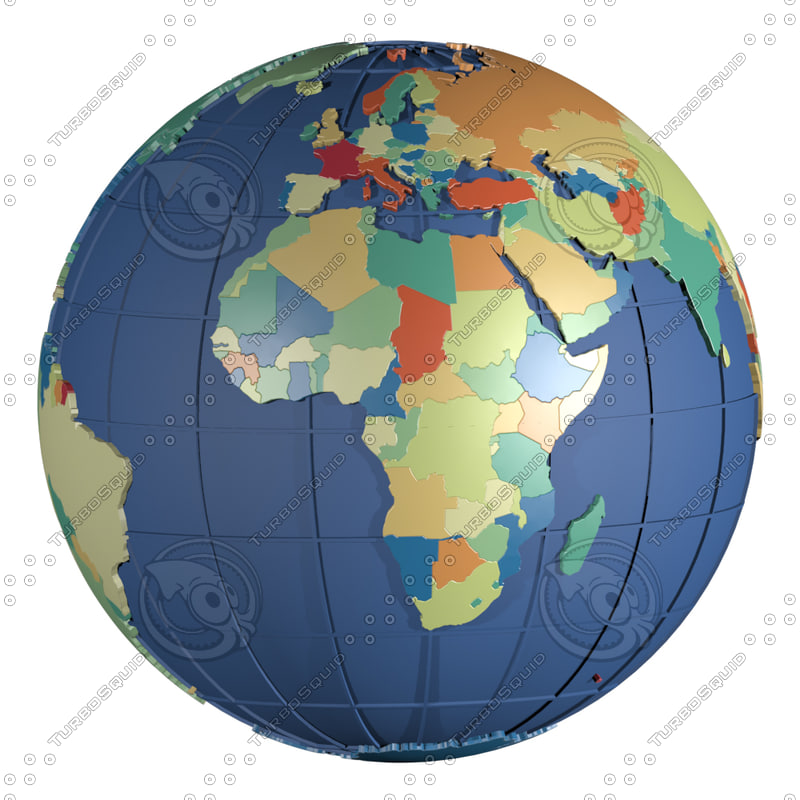 geopolitical globe 2016 political 3d model