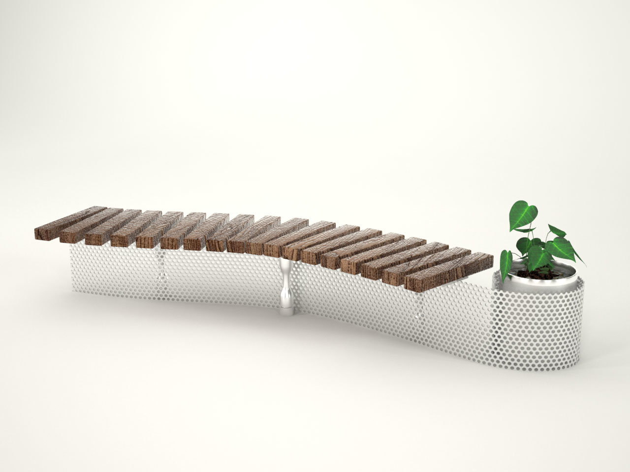 S Shape Bench 3d Model