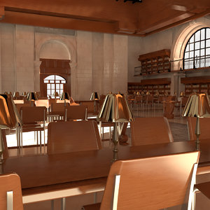 3d model library interior 1
