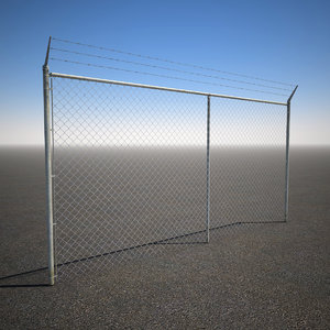 tall barbed wire chain link 3d model