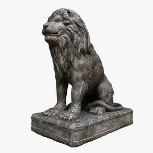 lion stone statue 3d model