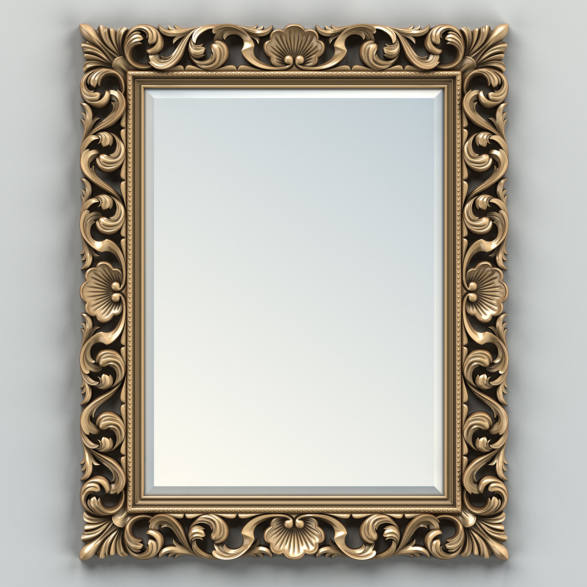 carved rectangle mirror frame 3d model