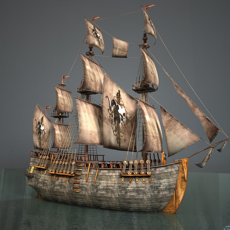 pirate sailboat 3d c4d