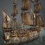 pirate sailboat 3d c4d