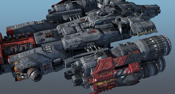 3d heavy frigate scifi