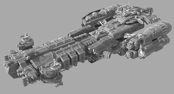 3d heavy frigate scifi