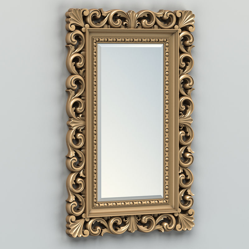 frame free model photo rectangle mirror carved frame model 3d