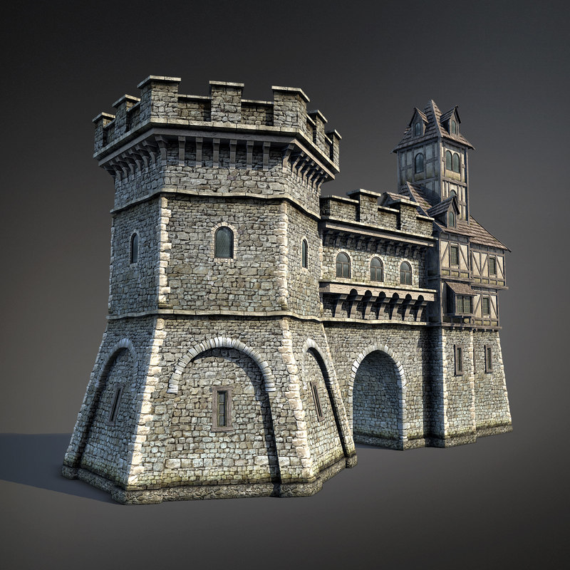 3d model medieval fantasy town gate