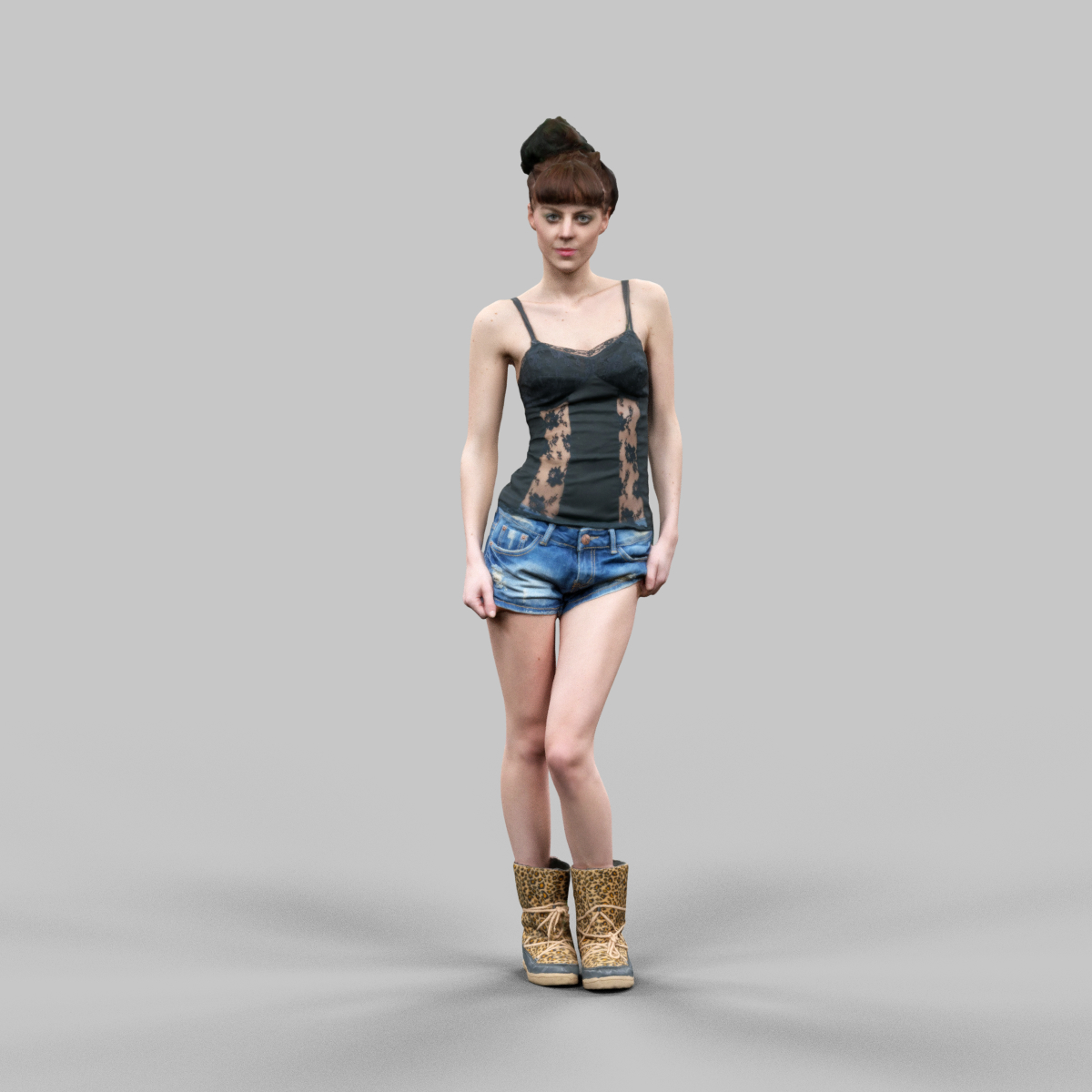 Girl Sexy Jeans Short 3d Obj