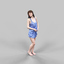 3d model girl blue shiny dress