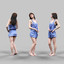 3d model girl blue shiny dress