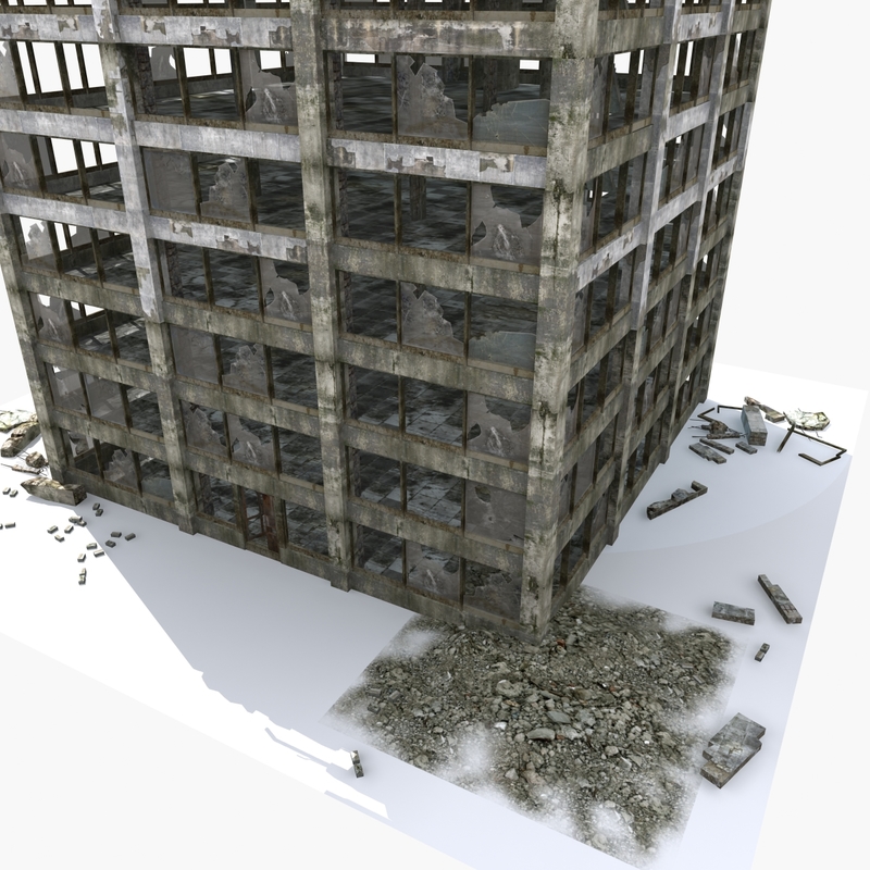 3d model destroyed building