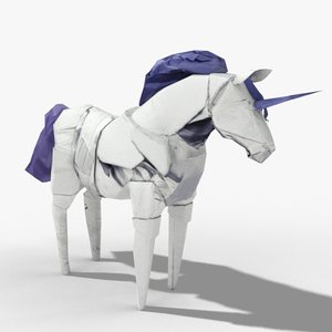 paper unicorn 3d model