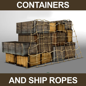 containers wood ropes 3d max