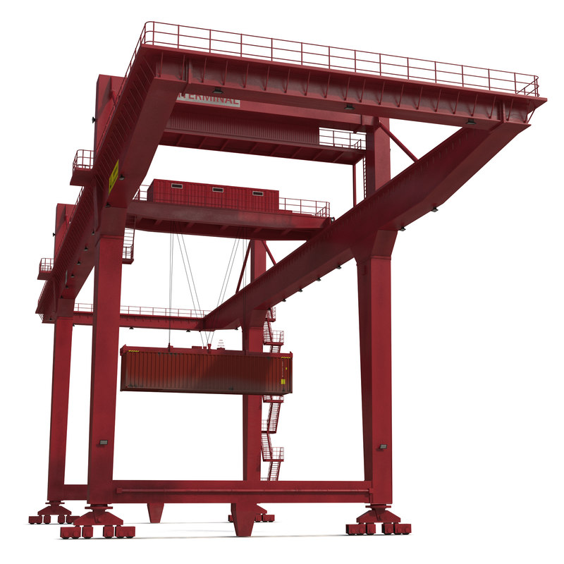 3d model rail mounted gantry container crane